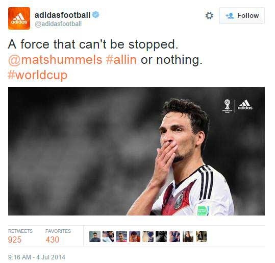 Real-time content Marketing: Mạng xã hội của Adidas trong mùa World Cup